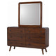 Ryb Wide Dresser with Mirror | 6 Drawers | Dark Walnut Brown Wood BM339956