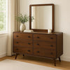 Ryb Wide Dresser with Mirror | 6 Drawers | Dark Walnut Brown Wood BM339956