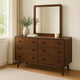 Ryb Wide Dresser with Mirror | 6 Drawers | Dark Walnut Brown Wood BM339956