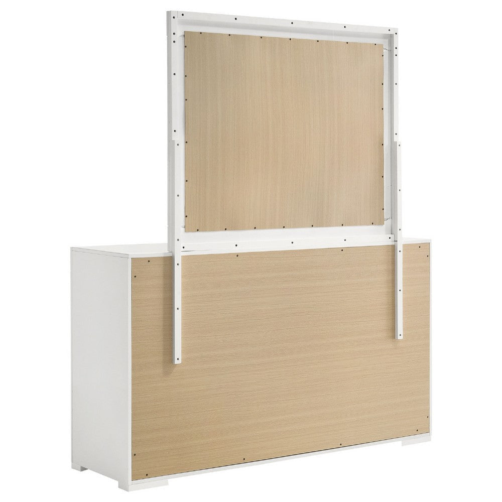 Ivon Wide Dresser with Mirror | 6 Drawers | White High Gloss | Metal BM339957