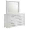 Ivon Wide Dresser with Mirror | 6 Drawers | White High Gloss | Metal