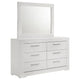 Ivon Wide Dresser with Mirror | 6 Drawers | White High Gloss | Metal