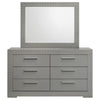Ivon Wide Dresser with Mirror | 6 Drawers | Gray High Gloss Wood BM339958