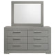 Ivon Wide Dresser with Mirror | 6 Drawers | Gray High Gloss Wood BM339958