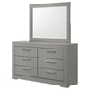 Ivon Wide Dresser with Mirror | 6 Drawers | Gray High Gloss Wood BM339958