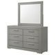 Ivon Wide Dresser with Mirror | 6 Drawers | Gray High Gloss Wood BM339958
