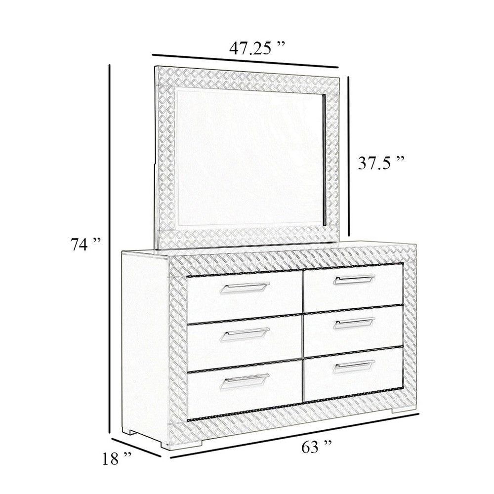 Ivon Wide Dresser with Mirror | 6 Drawers | Gray High Gloss Wood BM339958