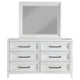 Leva Wide Dresser with Mirror | 6 Drawers | Distressed White Wood BM339959