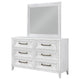 Leva Wide Dresser with Mirror | 6 Drawers | Distressed White Wood BM339959