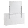 Leva Wide Dresser with Mirror | 6 Drawers | Distressed White Wood BM339959