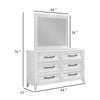 Leva Wide Dresser with Mirror | 6 Drawers | Distressed White Wood BM339959