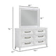 Leva Wide Dresser with Mirror | 6 Drawers | Distressed White Wood BM339959
