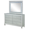 Gina Wide Dresser with Mirror | 6 Drawers | Silver Metallic Wood Frame BM339960