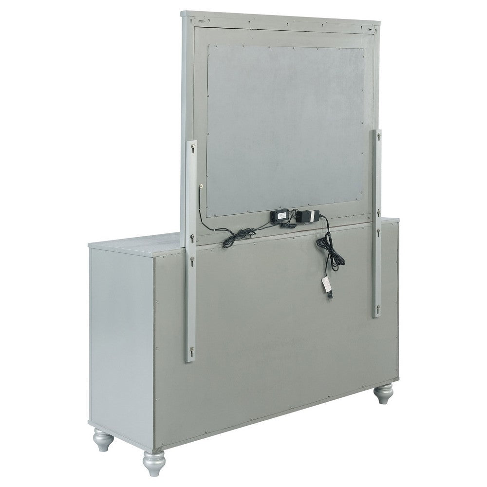 Gina Wide Dresser with Mirror | 6 Drawers | Silver Metallic Wood Frame BM339960