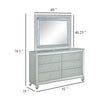 Gina Wide Dresser with Mirror | 6 Drawers | Silver Metallic Wood Frame BM339960