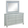 Gina Wide Dresser with Mirror | 6 Drawers | Silver Metallic Wood Frame