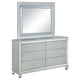 Gina Wide Dresser with Mirror | 6 Drawers | Silver Metallic Wood Frame