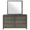 Ren Wide Dresser with Mirror | 6 Drawers | Gray Wood | Metal Handles BM339961
