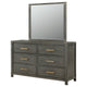 Ren Wide Dresser with Mirror | 6 Drawers | Gray Wood | Metal Handles BM339961