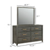 Ren Wide Dresser with Mirror | 6 Drawers | Gray Wood | Metal Handles BM339961