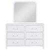 Asiy Wide Dresser w Mirror | 6 Drawer Clear Bar Handles | Pearl White BM339962