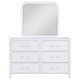 Asiy Wide Dresser w Mirror | 6 Drawer Clear Bar Handles | Pearl White BM339962