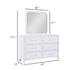 Asiy Wide Dresser w Mirror | 6 Drawer Clear Bar Handles | Pearl White BM339962