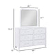 Asiy Wide Dresser w Mirror | 6 Drawer Clear Bar Handles | Pearl White BM339962