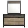 Aki Wide Dresser with Mirror | 6 Drawers | Black | Geometric Cutouts BM339963