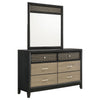 Aki Wide Dresser with Mirror | 6 Drawers | Black | Geometric Cutouts