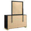Caer Wide Dresser with Mirror | 6 Drawers | Black Wood | Gold Metal BM339964