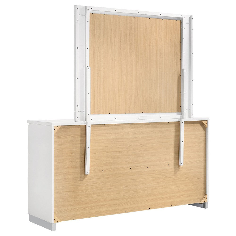 Sok Wide Dresser with Mirror | 6 Drawers | White High Gloss Finish BM339966