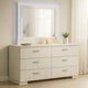 Sok Wide Dresser with LED Mirror | 6 Drawers | White High Gloss Finish