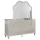 Nive Wide Dresser with Mirror 9 Drawers Pearl Knobs Silver Oak BM339968