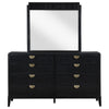 Jack Wide Dresser with Mirror 8 Drawers Sturdy Black Wood Frame BM339969