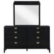 Jack Wide Dresser with Mirror 8 Drawers Sturdy Black Wood Frame BM339969