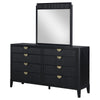 Jack Wide Dresser with Mirror 8 Drawers Sturdy Black Wood Frame BM339969