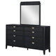 Jack Wide Dresser with Mirror 8 Drawers Sturdy Black Wood Frame BM339969