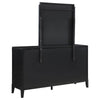 Jack Wide Dresser with Mirror 8 Drawers Sturdy Black Wood Frame BM339969