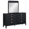 Jack Wide Dresser with Mirror, 8 Drawers, Sturdy Black Wood Frame