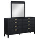 Jack Wide Dresser with Mirror, 8 Drawers, Sturdy Black Wood Frame