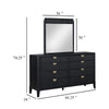 Jack Wide Dresser with Mirror 8 Drawers Sturdy Black Wood Frame BM339969