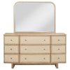 Lno Wide Dresser with Mirror 9 Drawers Beige Oak Wood Frame BM339970