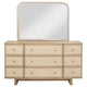 Lno Wide Dresser with Mirror 9 Drawers Beige Oak Wood Frame BM339970