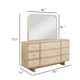 Lno Wide Dresser with Mirror 9 Drawers Beige Oak Wood Frame BM339970