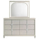 Ory Wide Dresser with LED Mirror 6 Drawers Pearl White Wood Frame BM339971