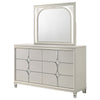 Ory Wide Dresser with LED Mirror 6 Drawers Pearl White Wood Frame BM339971