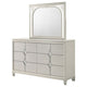 Ory Wide Dresser with LED Mirror 6 Drawers Pearl White Wood Frame BM339971
