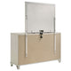 Ory Wide Dresser with LED Mirror 6 Drawers Pearl White Wood Frame BM339971