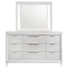 Mory Wide Dresser with LED Mirror Touch Light 9 Drawers White Wood BM339972
